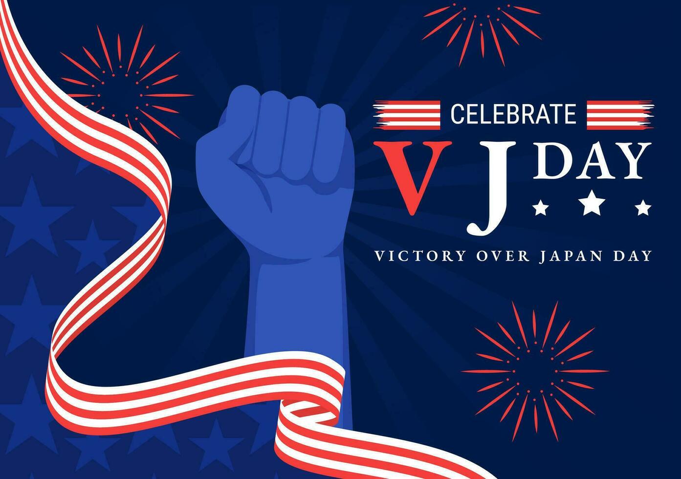 vj victoria terminado Japón día celebrar vector ilustración con unido estado bandera antecedentes en plano dibujos animados mano dibujado para aterrizaje página plantillas