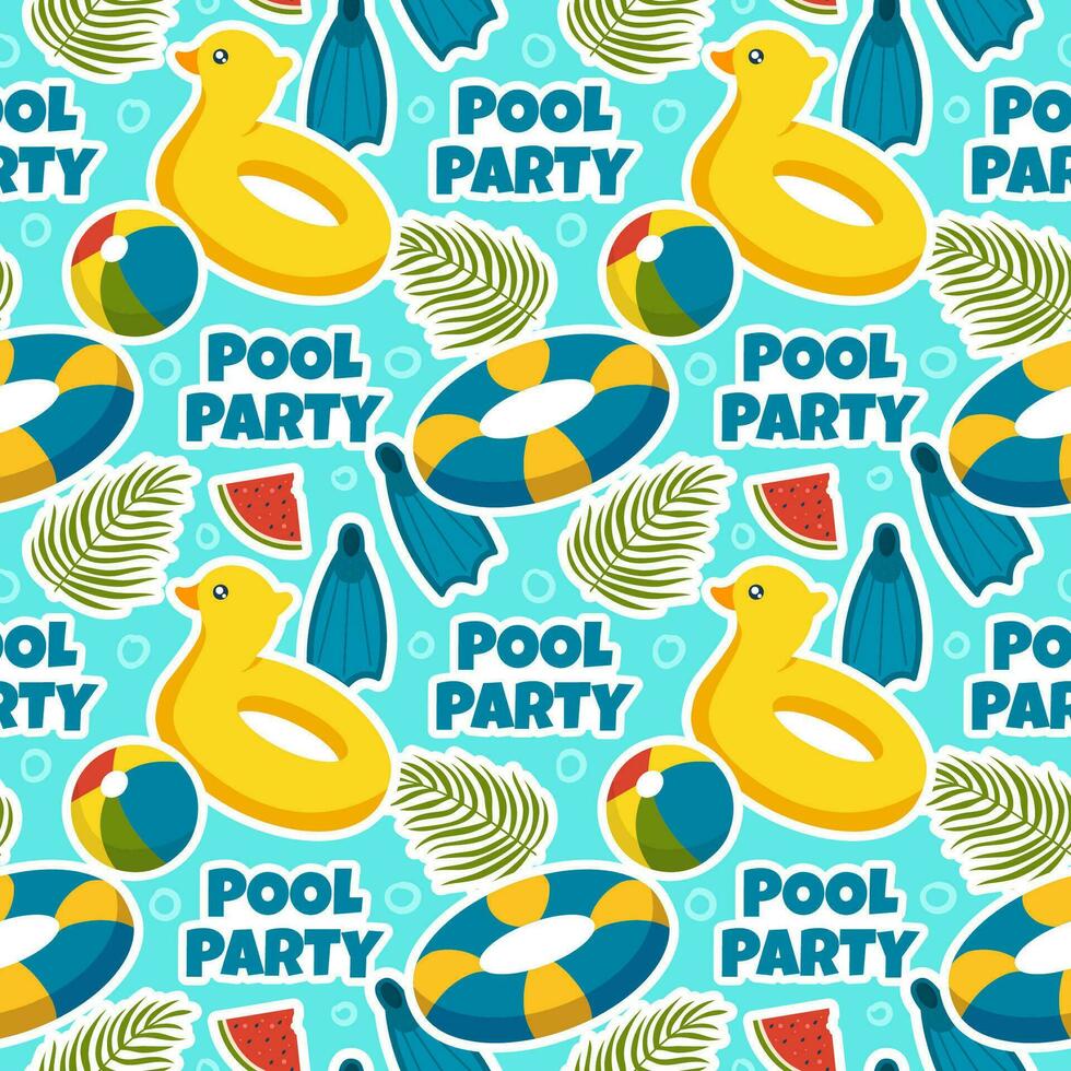 nadando piscina sin costura modelo vector ilustración con verano vacaciones elemento en plano dibujos animados modelo mano dibujado