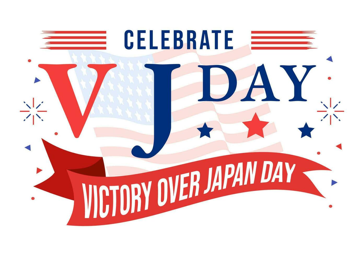 VJ Victory Over Japan Day Celebrate Vector Illustration with United