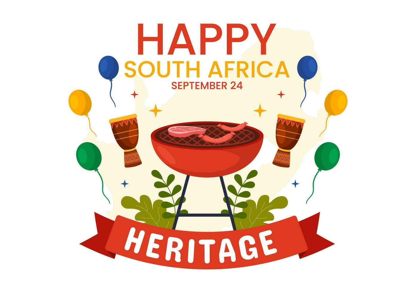 Happy Heritage Day South Africa Vector Illustration on September 24 with Waving Flag Background, Honoring African Culture and Traditions Templates