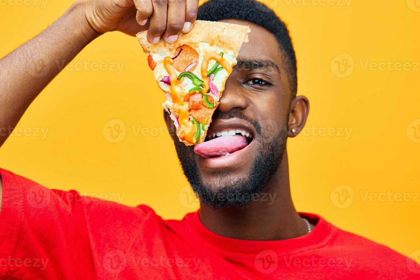background man enjoy fast smile guy black pizza happy funny food food delivery photo