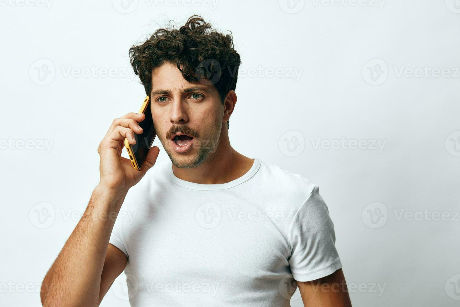 Message man online phone technology white hipster photo
