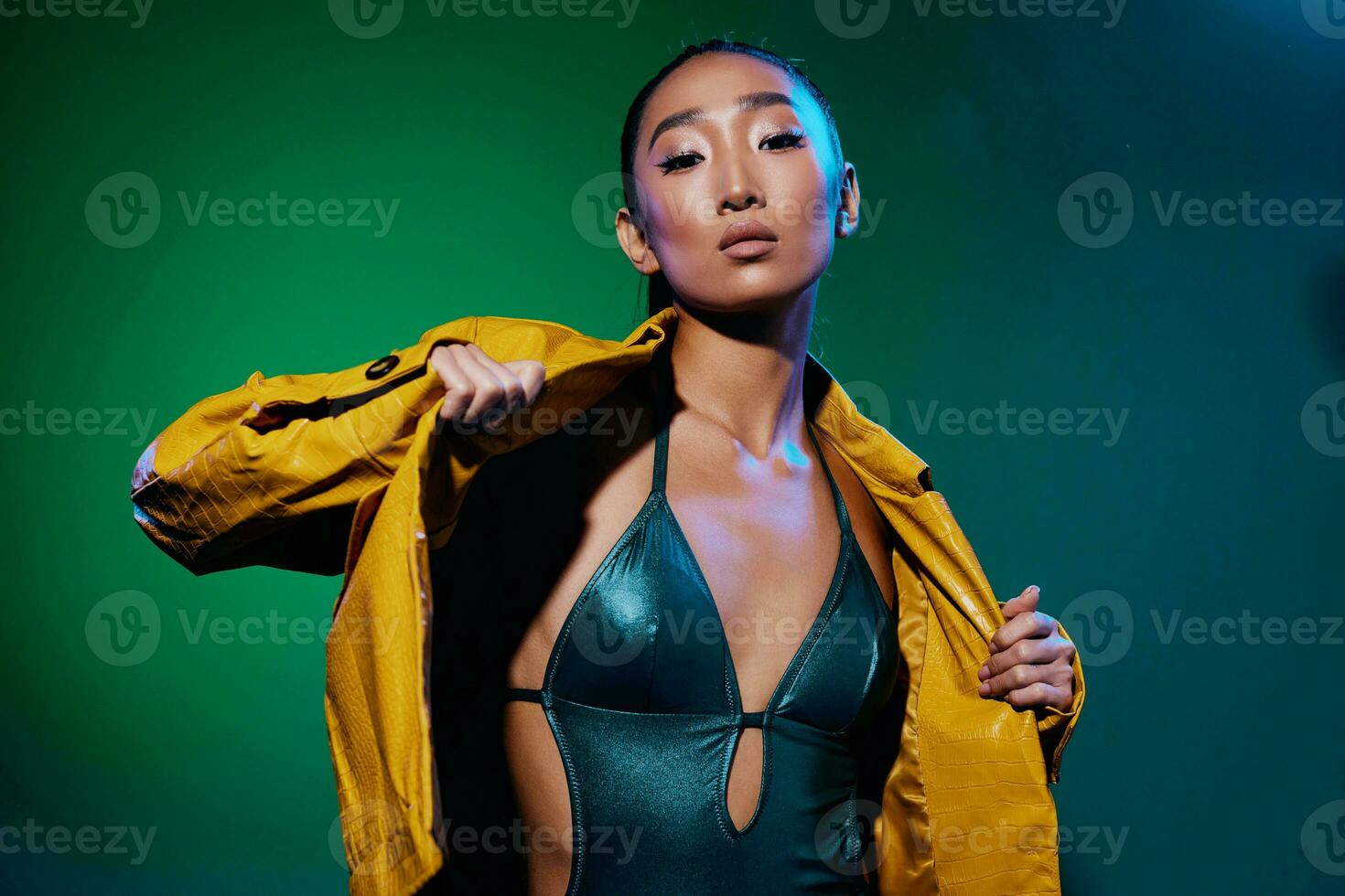 Beauty woman light disco neon fashion colorful photo