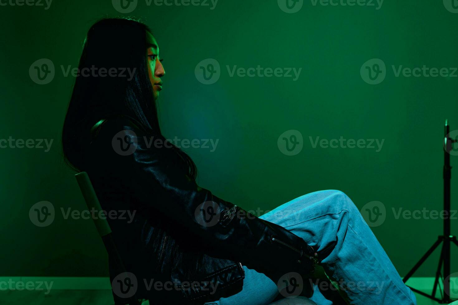 mujer silueta de moda asiático verde hipster vistoso Moda foto