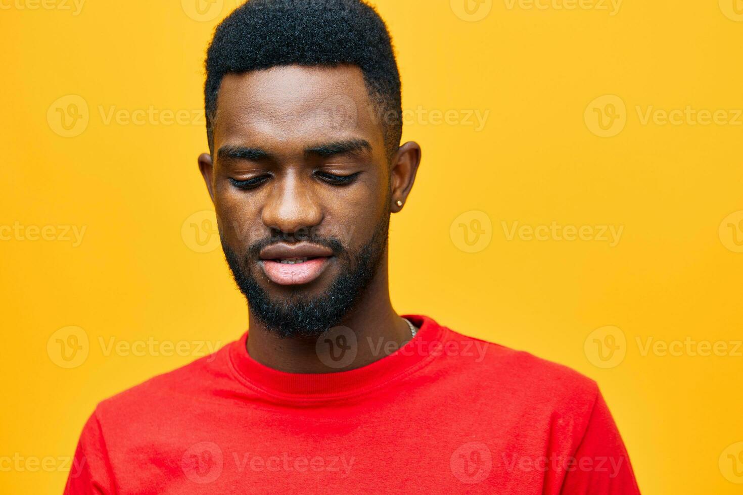 man american background guy red fashion orange african portrait black