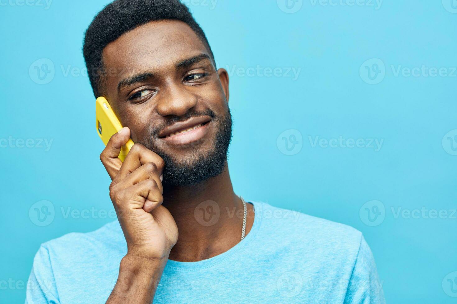 man phone happy african young technology background smile black mobile advertisement texting photo