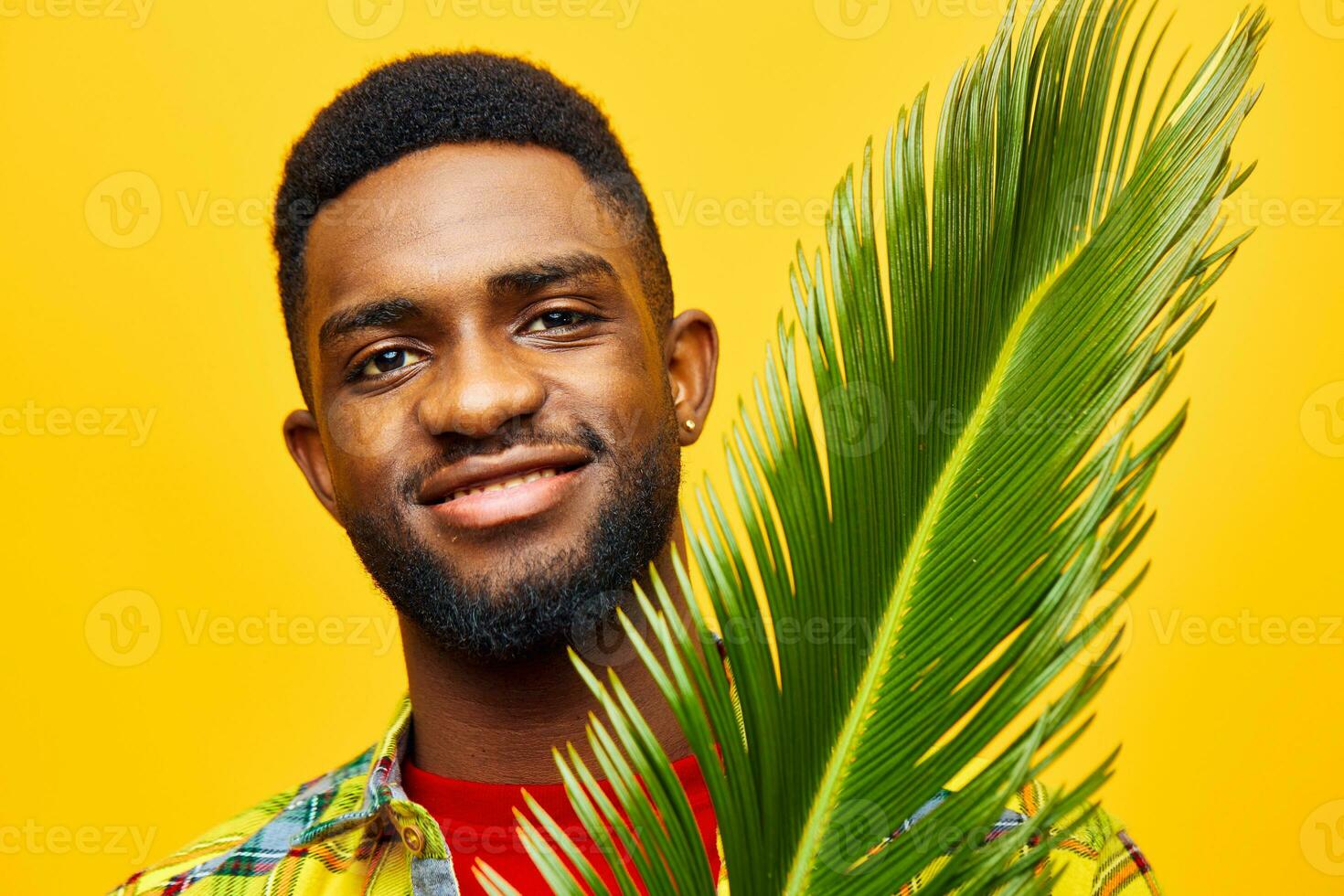 man freelancer fashion american tropical fun yellow palm african black stylish happy tree photo