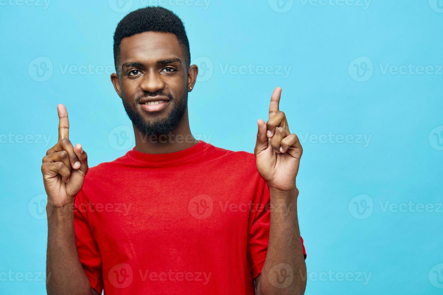 portrait man handsome black american fashion one blue african american