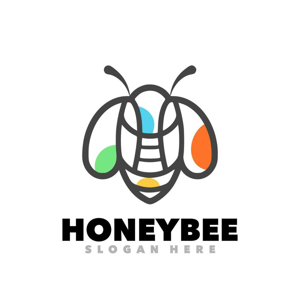 Hpneybee line art logo vector