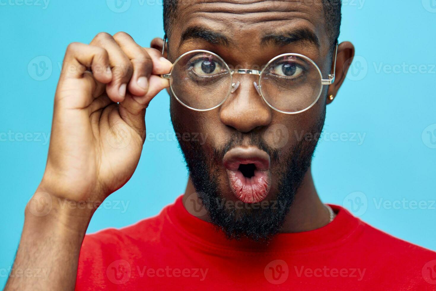 model man glasses fashion style green stylish portrait african american black blue photo