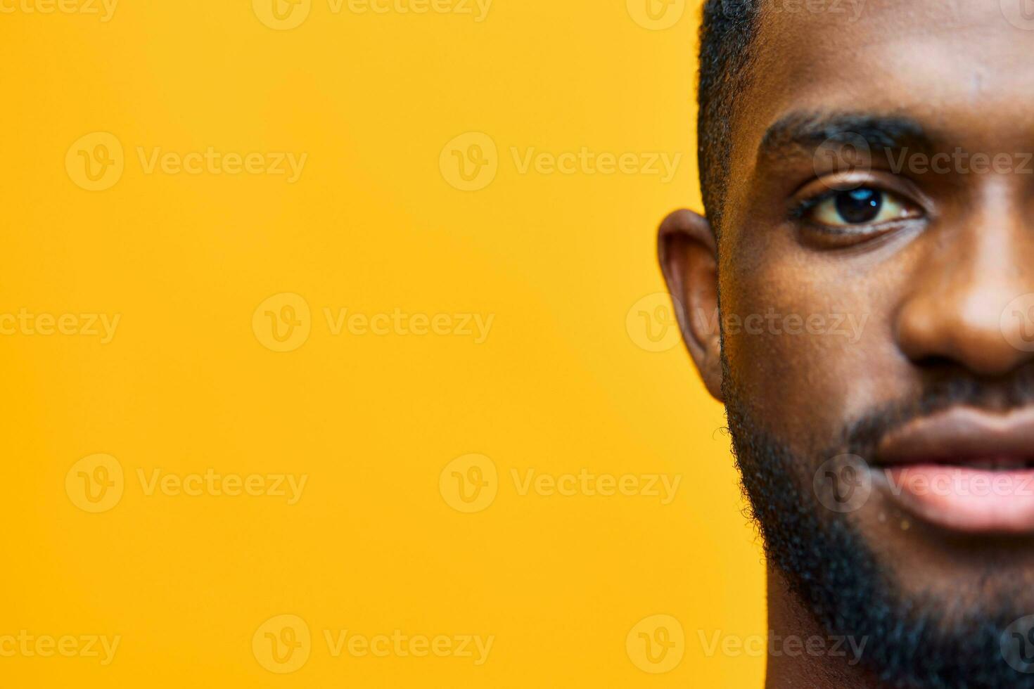 young man portrait african black background orange american fashion american red guy person photo