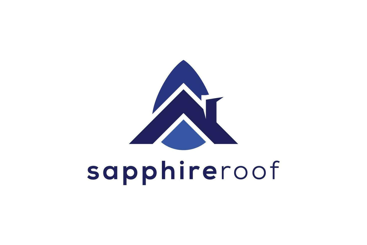 Sapphire gem stone and roof real estate logo design vector template