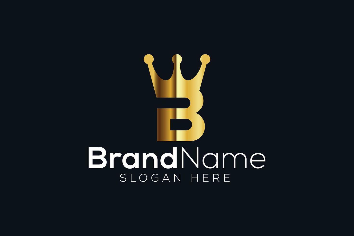 Luxurious gold letter b crown Logo design vector template