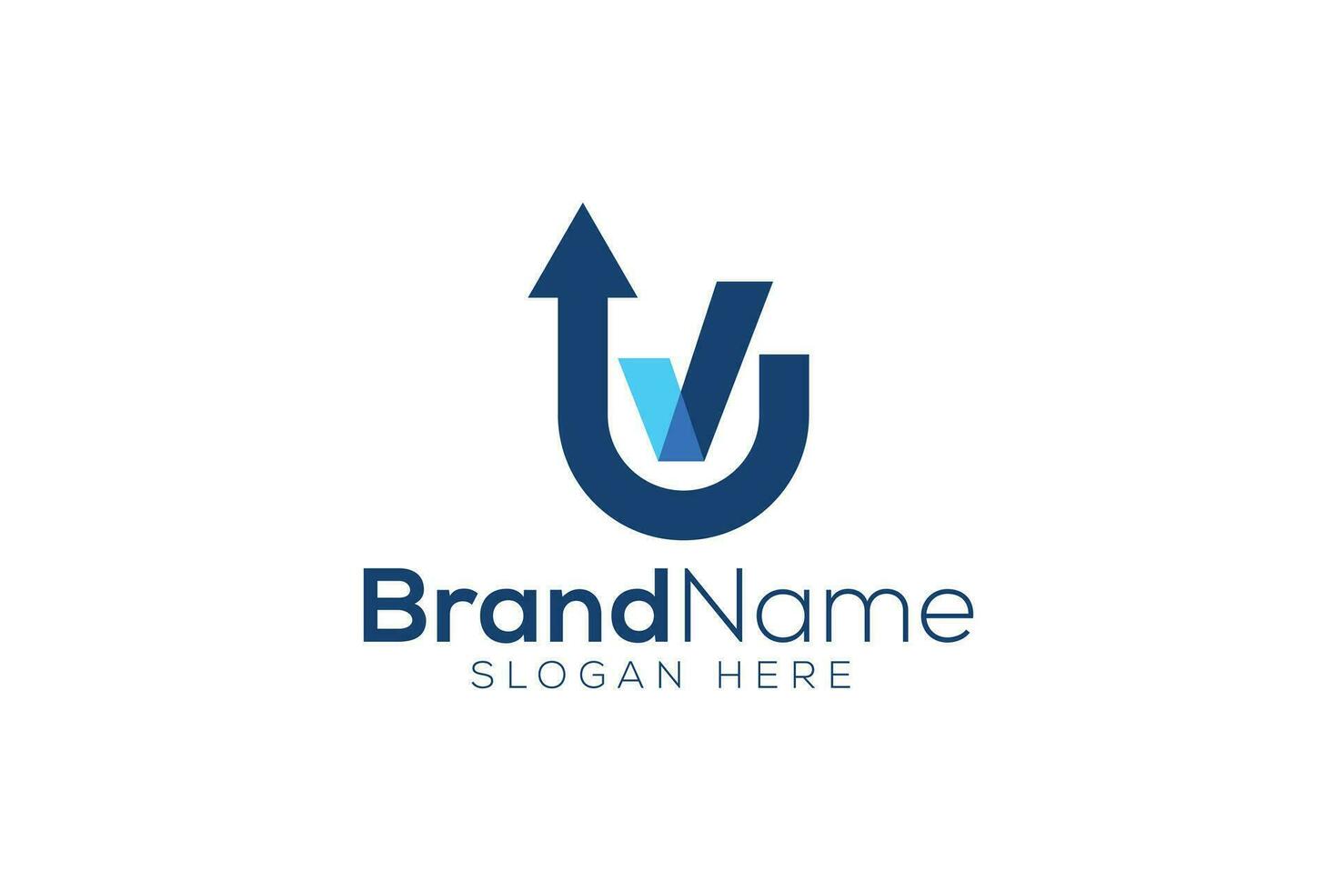 Letter U arrow v check mark valid logo design vector template