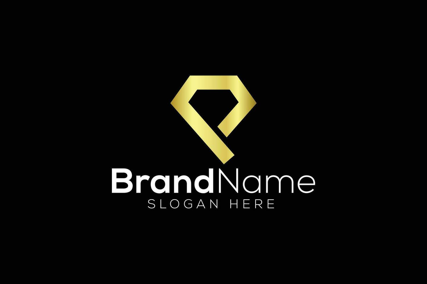 Letter P golden diamond logo design vector template