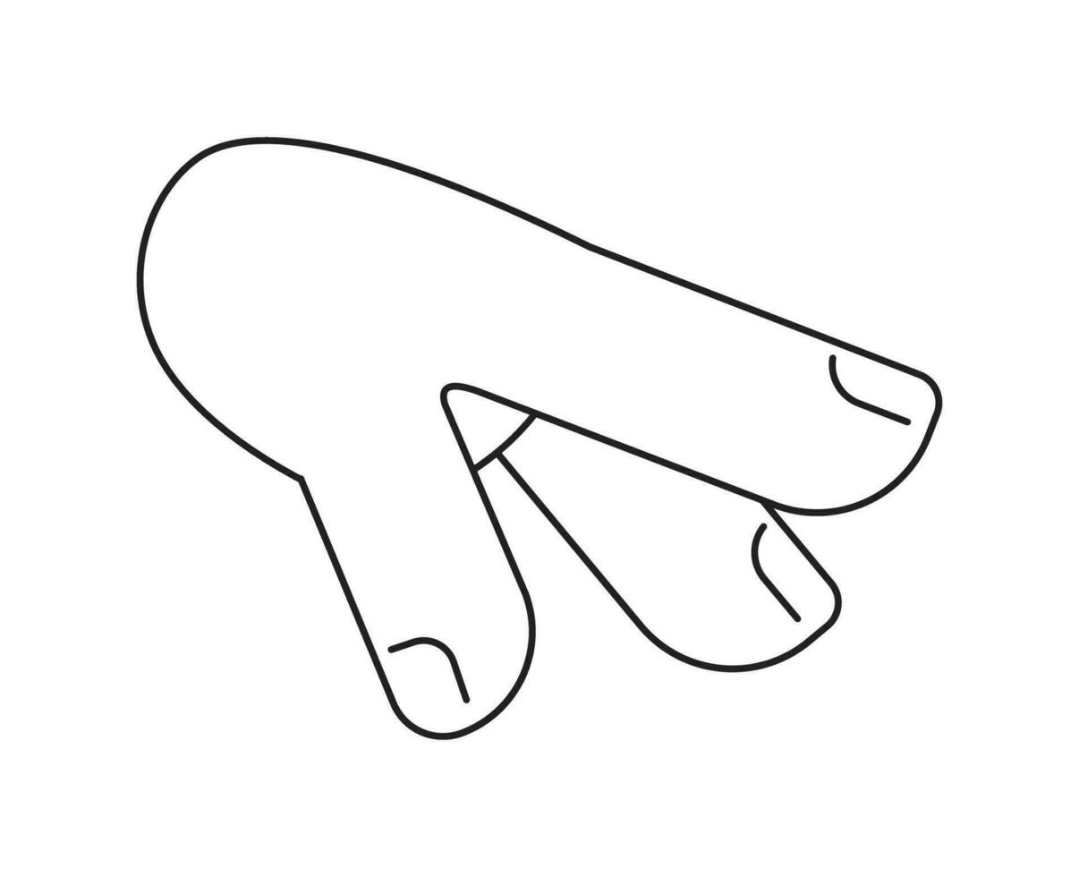 Hand reaching to element monochrome flat vector object. Editable black and white thin line icon. Simple cartoon clip art spot illustration for web graphic design