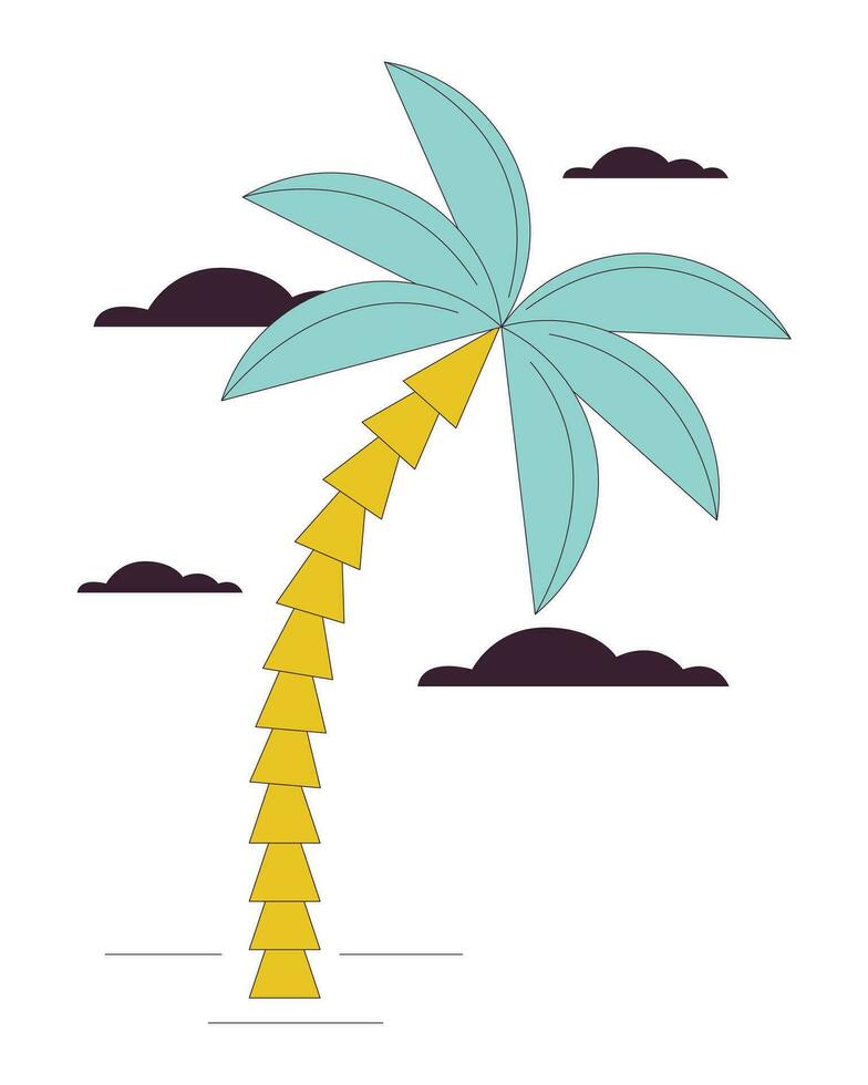 Palm tree flat line color isolated vector object. Summertime paradise. Editable clip art image on white background. Simple outline cartoon spot illustration for web design
