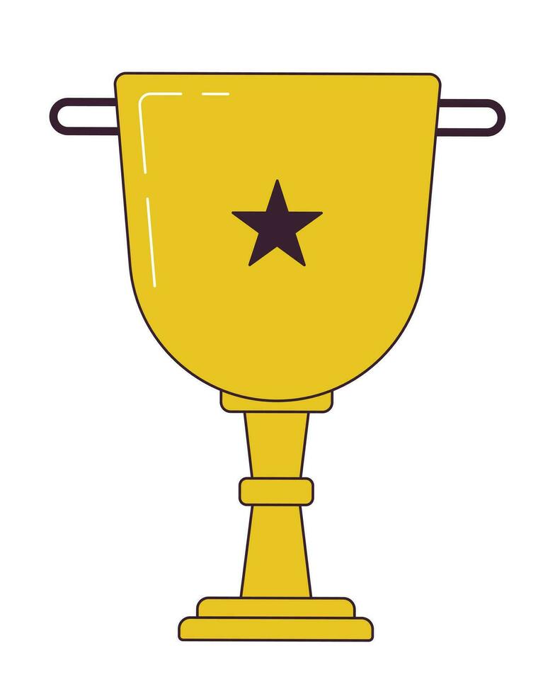 Star trophy cup flat line color isolated vector object. Achieve success. Winner prize. Win award. Editable clip art image on white background. Simple outline cartoon spot illustration for web design