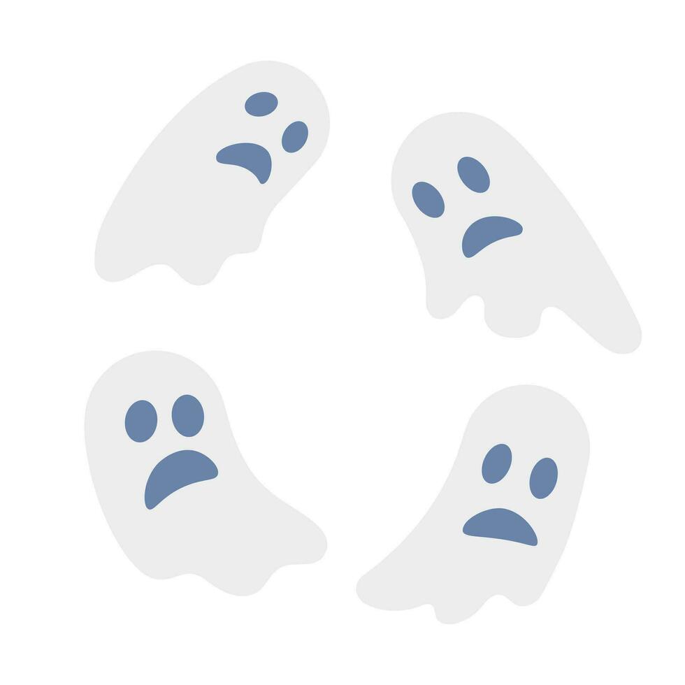 Spooky ghosts semi flat colour vector object. Halloween haunted house spirits. Spooky boo. Editable cartoon clip art icon on white background. Simple spot illustration for web graphic design