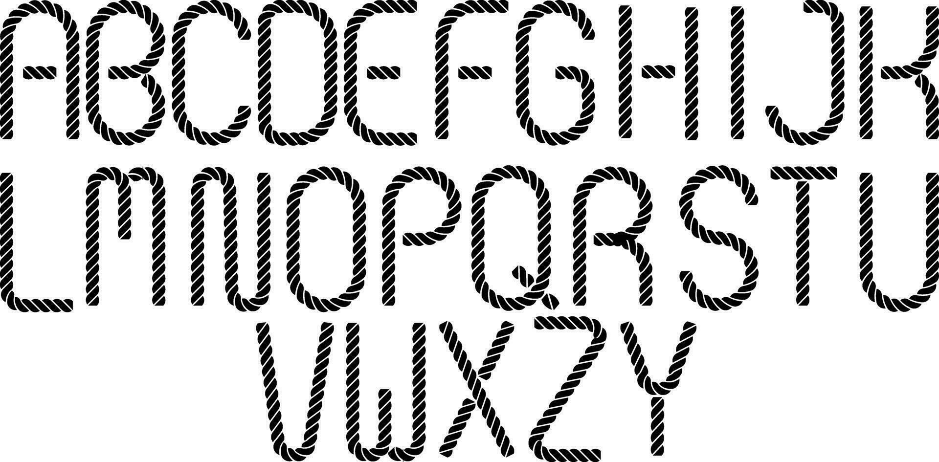 black white rope fonts set 26413498 Vector Art at Vecteezy