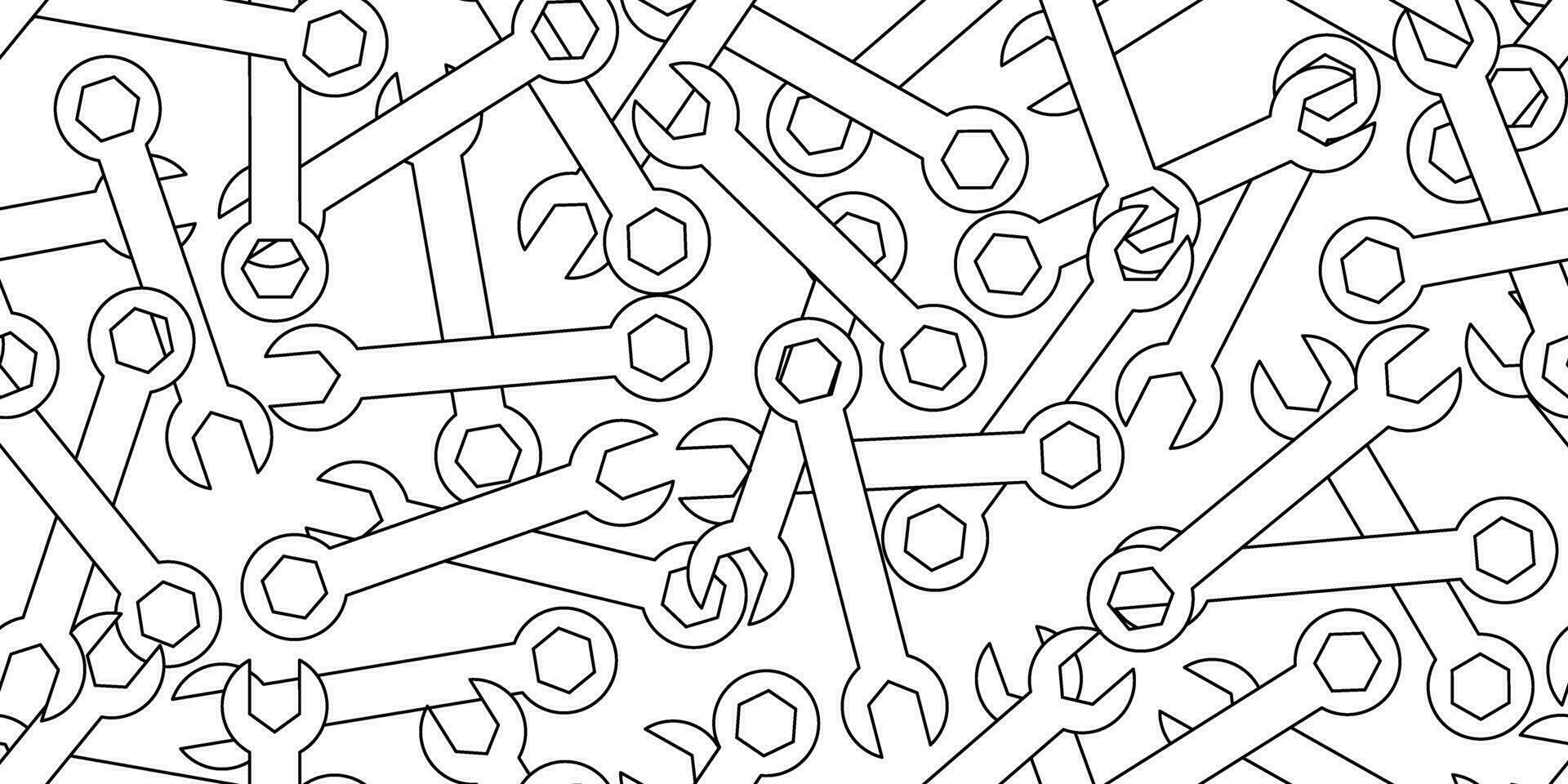 outline wrenches seamless pattern vector
