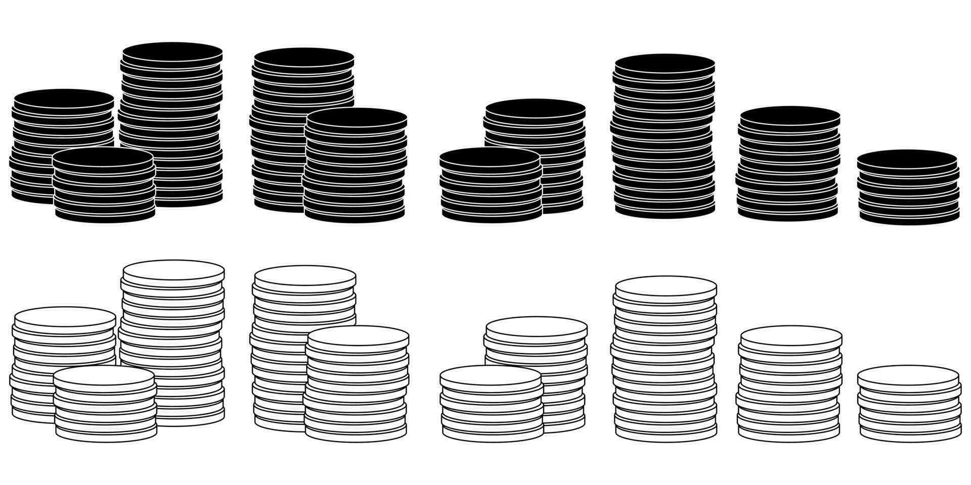 money stack icon set isolated on white background vector