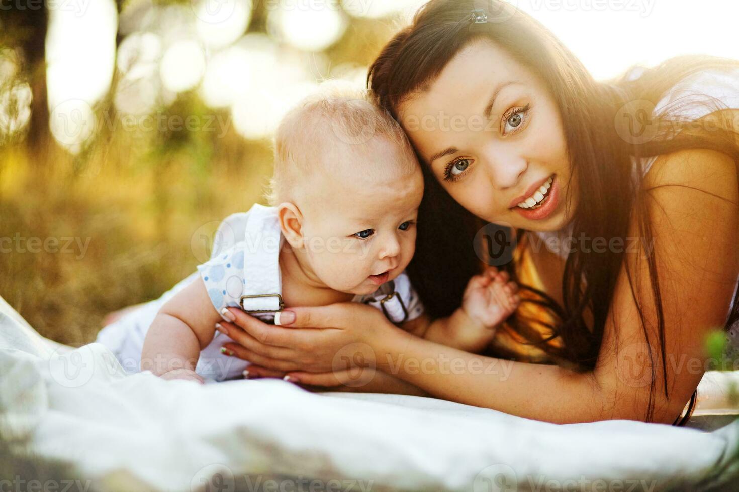 Mother and son in the park photo