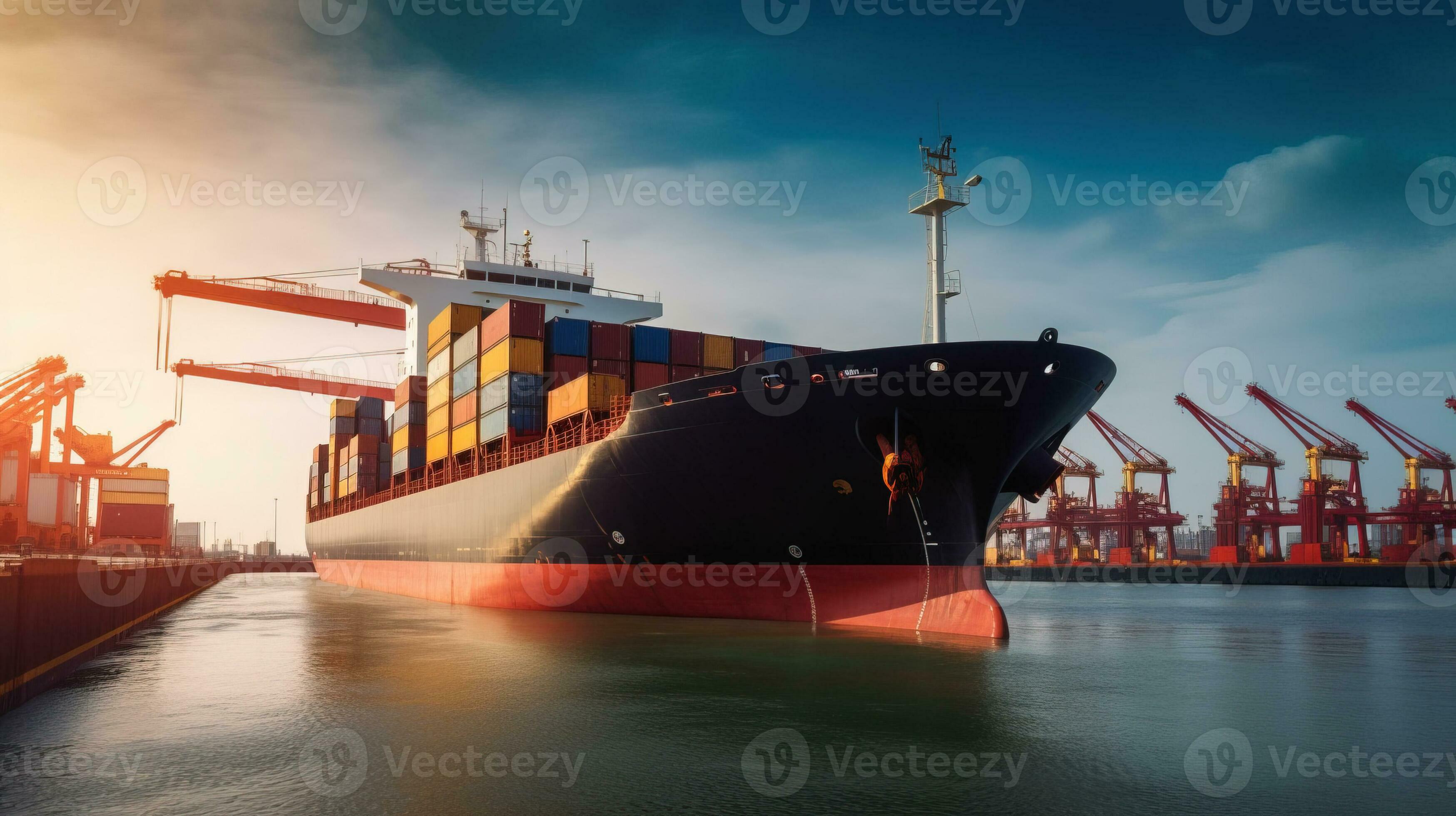 Cargo tanker in the port for unloading, loading. Export import of goods