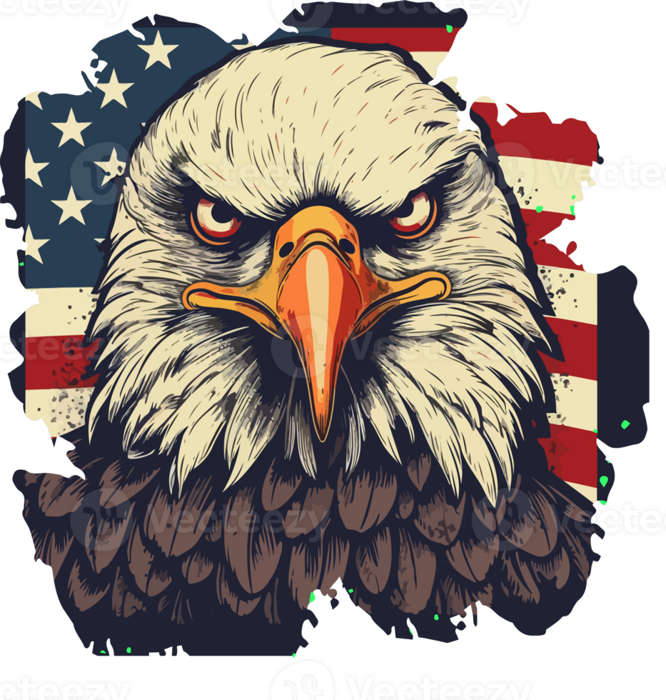 Adler mit USA Flagge Illustration png