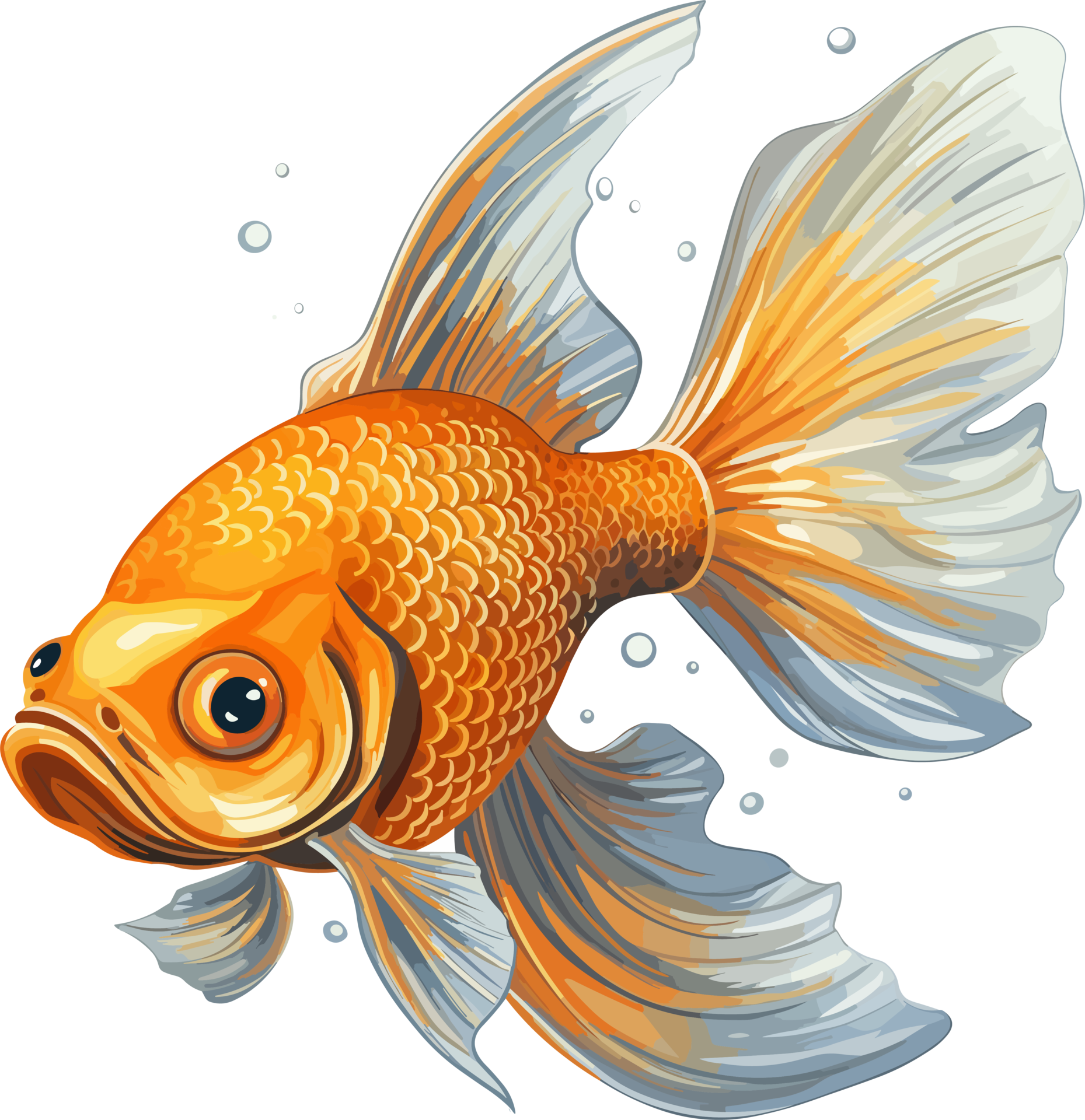 Goldfish with air bubble. Realistic illustration 26414267 PNG