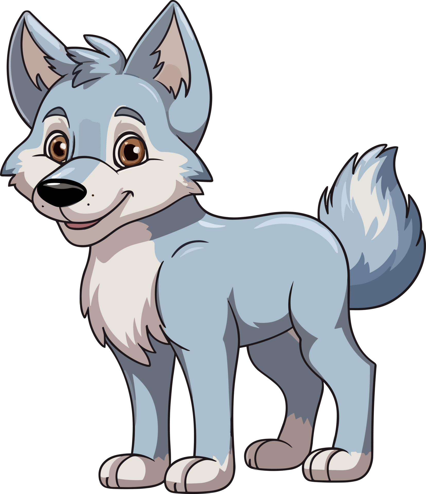 Cute Wolf In Cartoon, Animal, Cartoon, Baby PNG Transparent Image