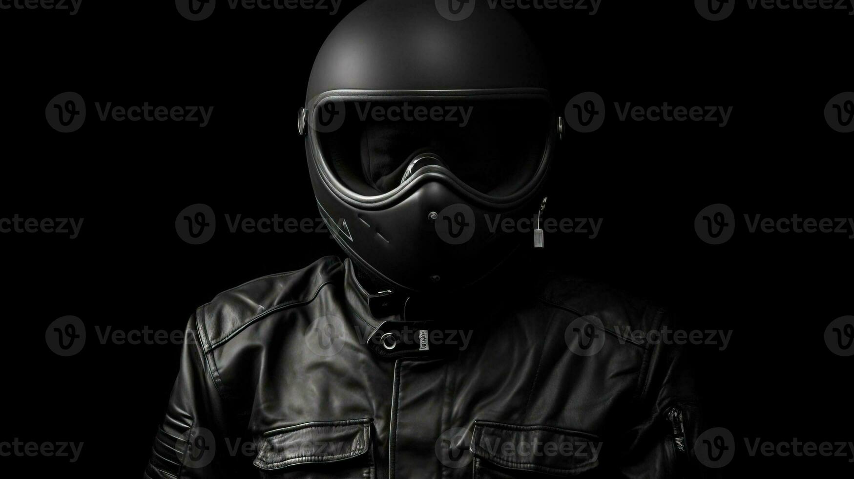 Dia do motorista. A man on a motorcycle, black background, isolate. AI generated. photo