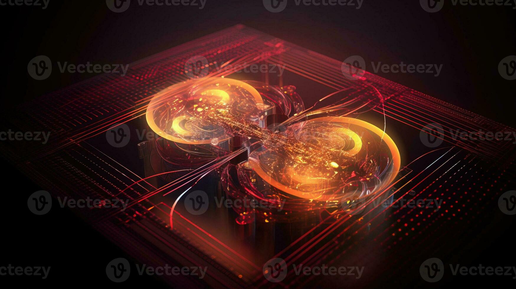 Quantum computer, scientific concept of modern technology. AI generated. photo