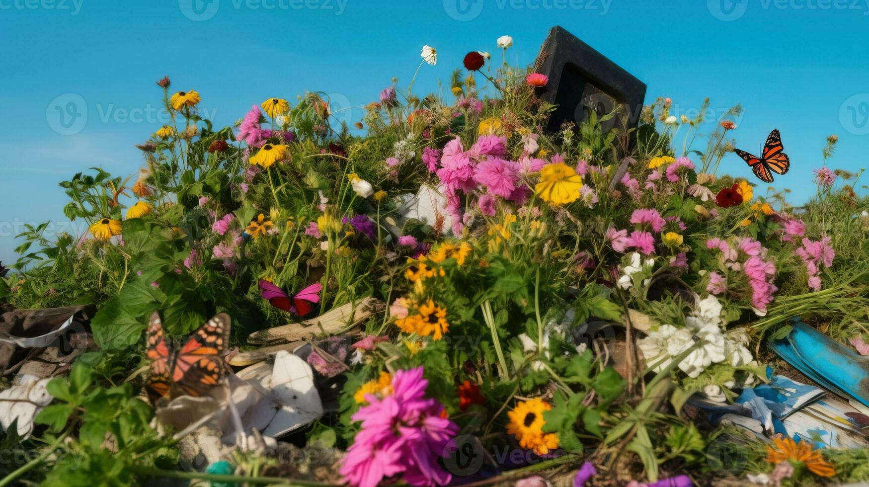 Utilization of garbage, waste. Ecological concept of separate collection. AI generated. photo