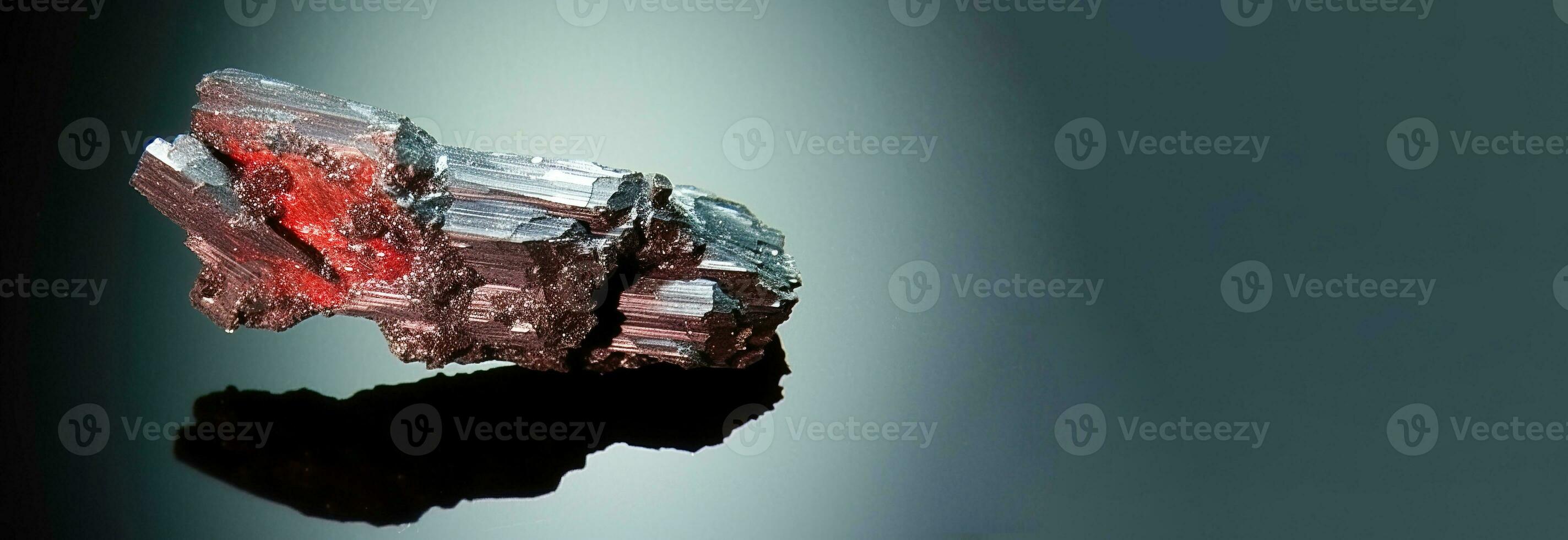 Abelsonite is a rare precious natural geological stone on a gradient background in a low key, isolate. AI generated. photo