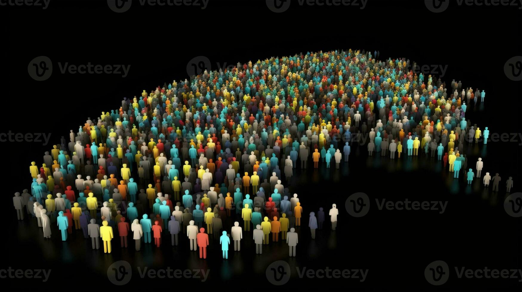 World Population Day. Group of different people, dark background. AI generated. photo