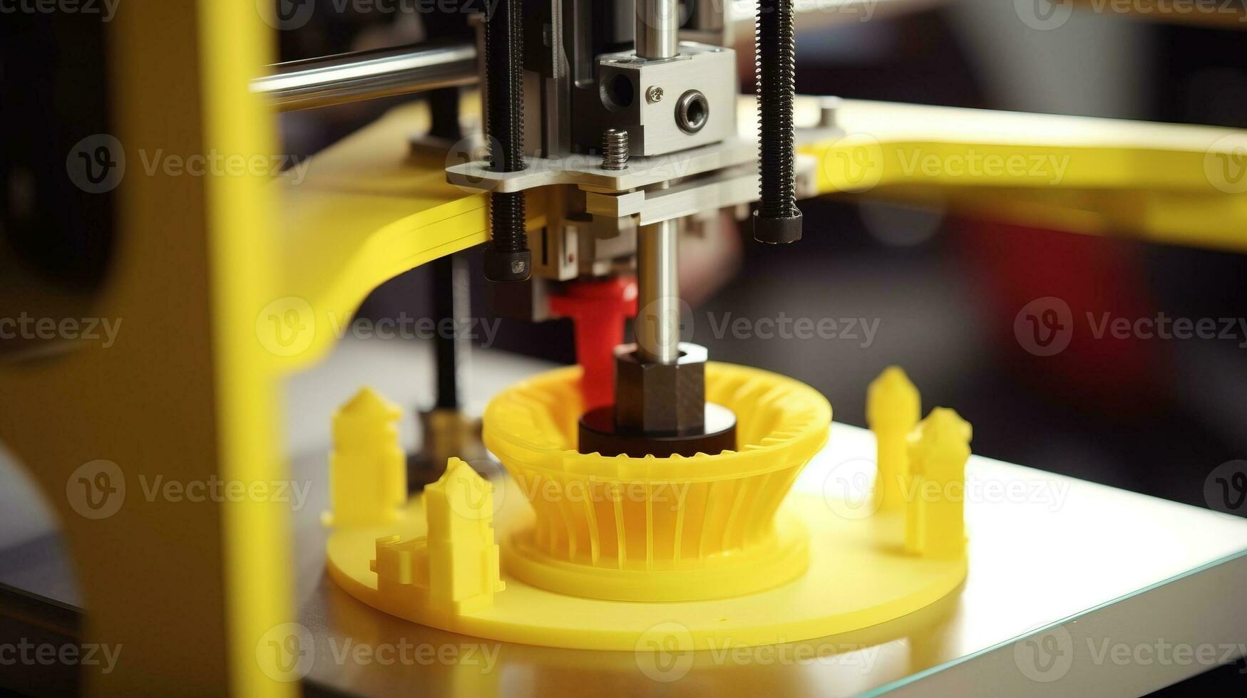 Process of 3D printing printer. Modern technologies of future. AI generated. photo