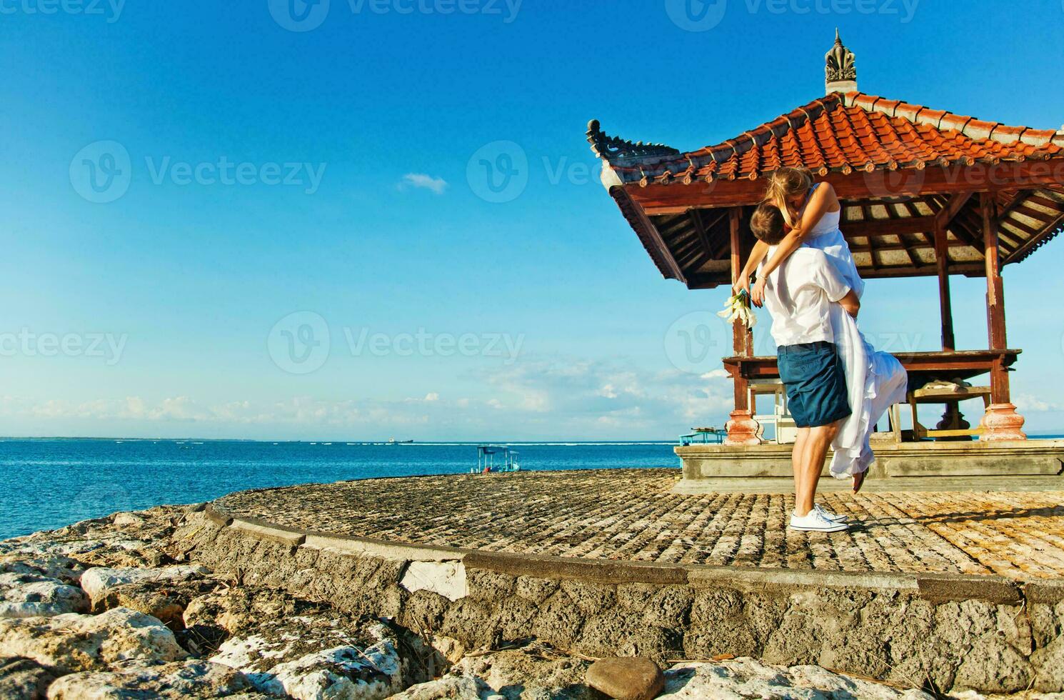 Beautiful, happy newly married couple photo