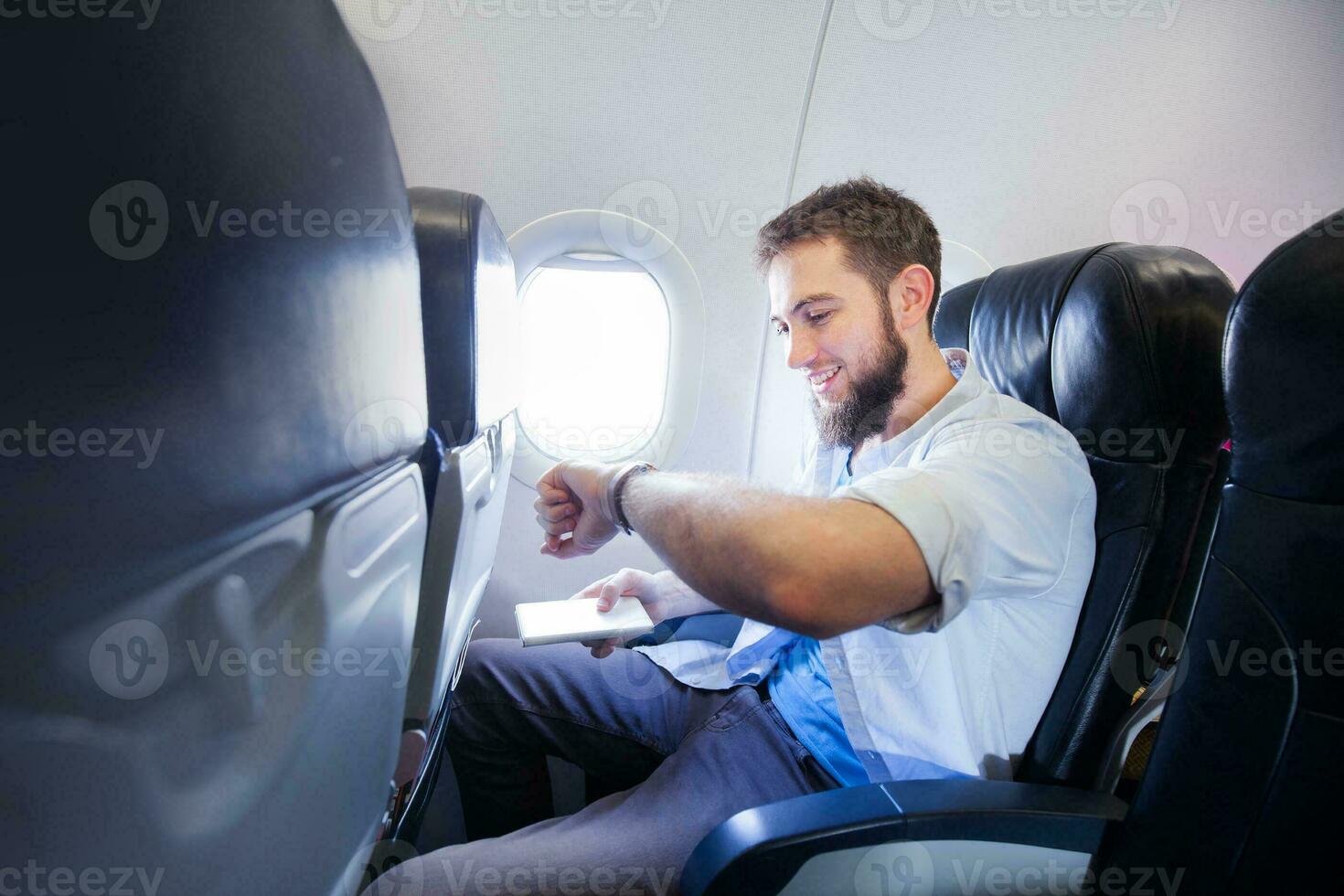 Businessman in the plane photo