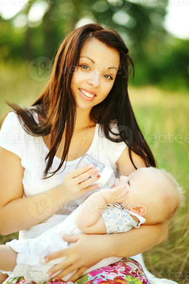 Mother and son in the park photo