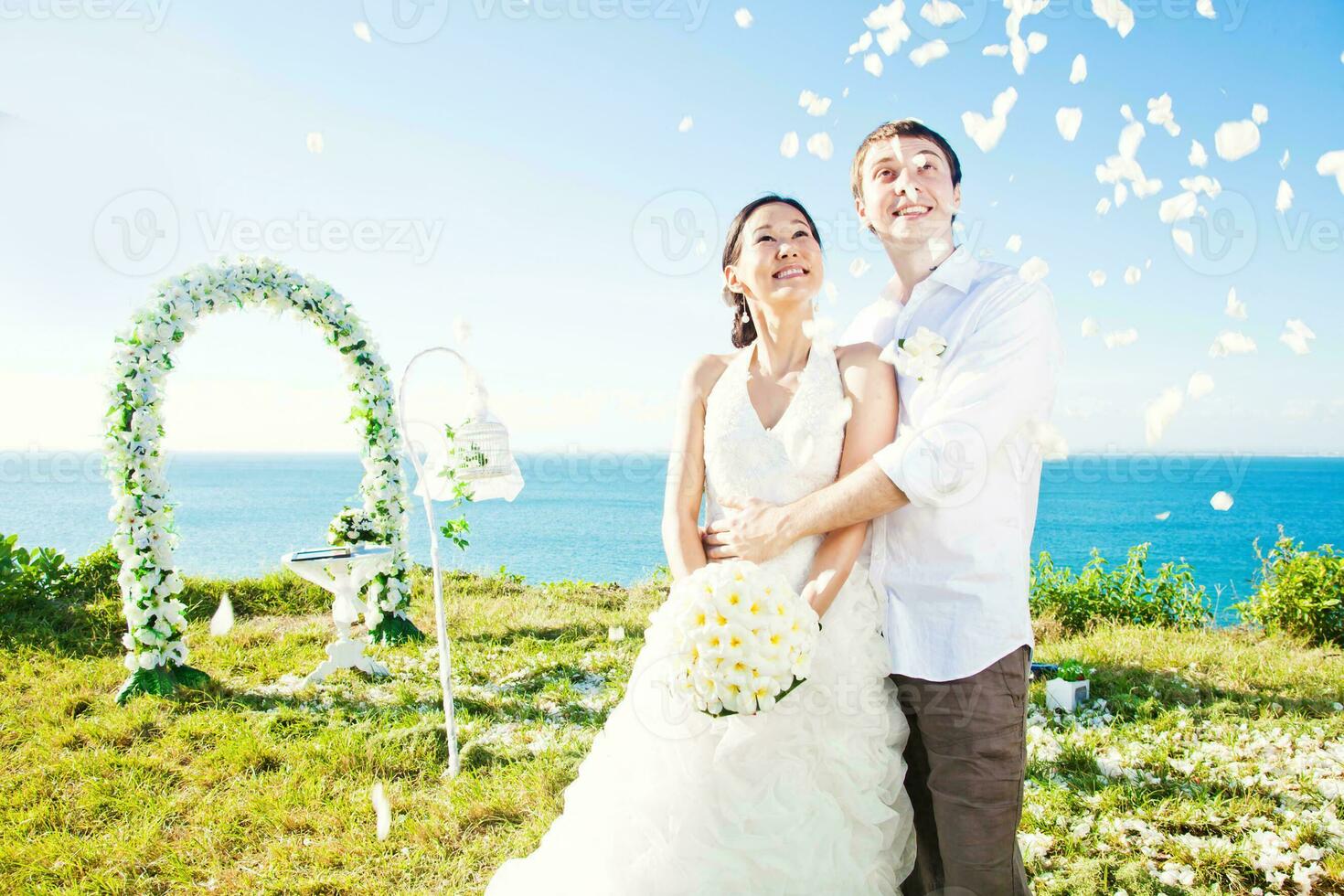 Beautiful, happy newly married couple photo