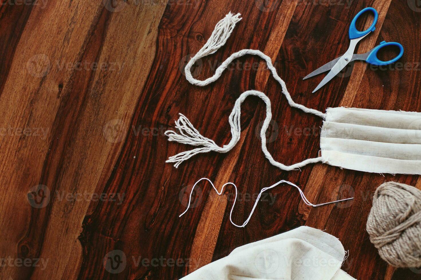 Handmade face mask and materials photo