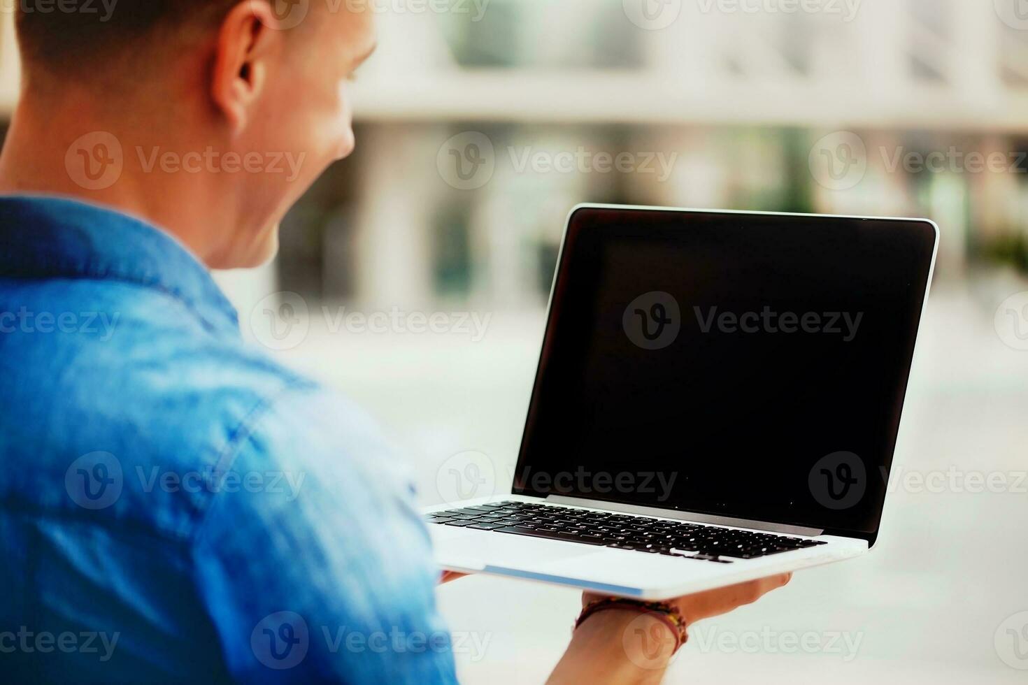 Businessman working remotely photo