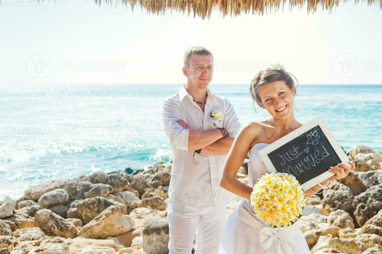 hermoso, contento recién casado Pareja foto