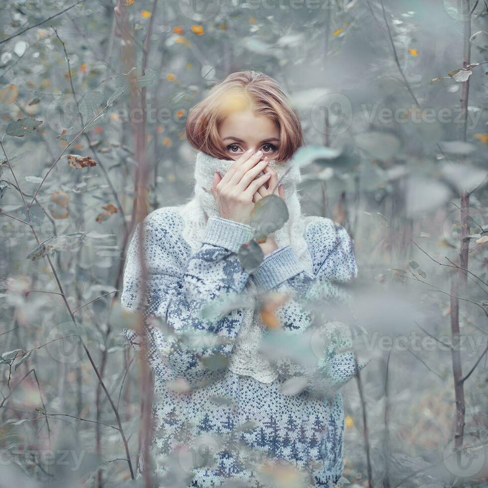 Beautiful woman in winter clothes photo