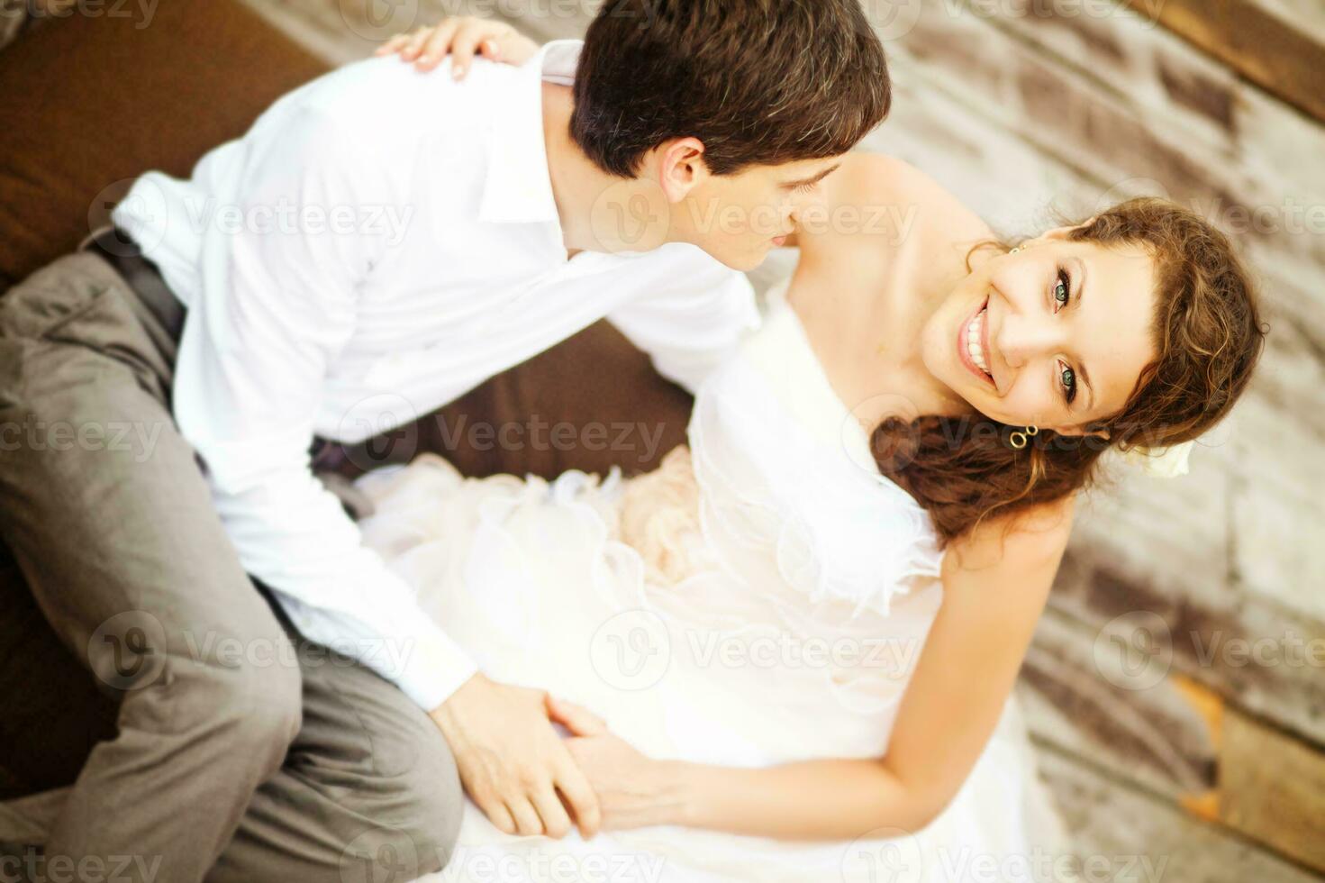 Beautiful, happy newly married couple photo