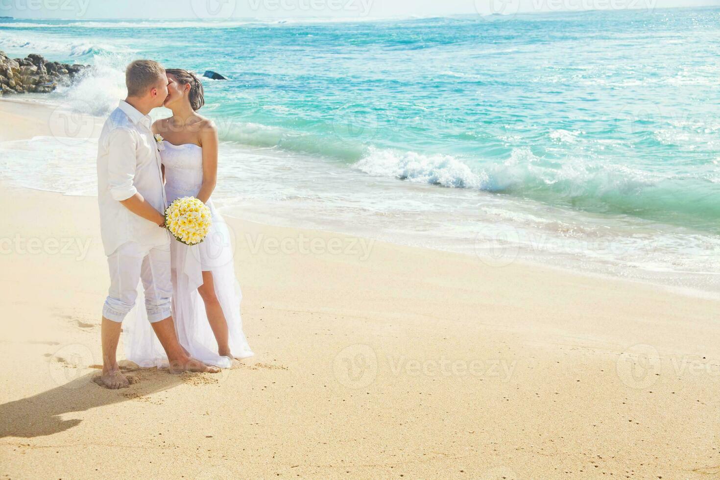 Beautiful, happy newly married couple photo