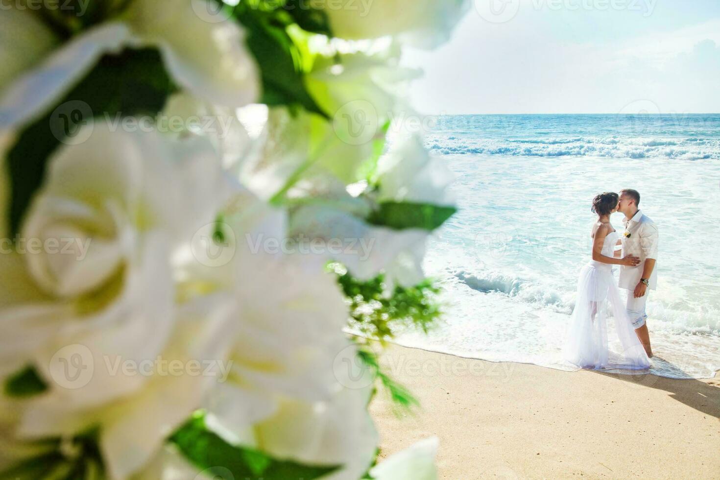 Beautiful, happy newly married couple photo