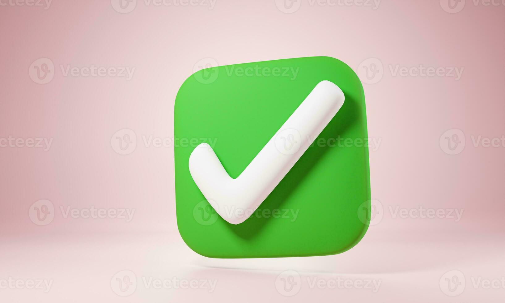 3d render of check mark icon with pink background photo