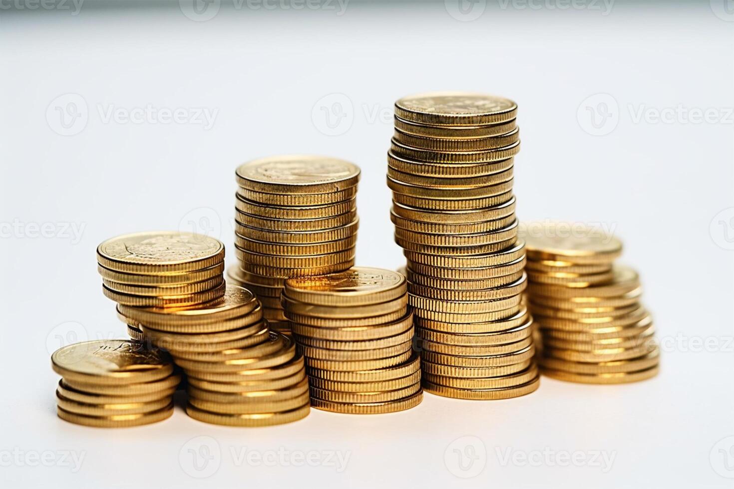Stack of golden coins isolated on white background photo